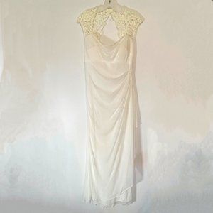 DB STUDIO IVORY WEDDING DRESS FULL LENGTH SIZE 10 WITH SHAWL